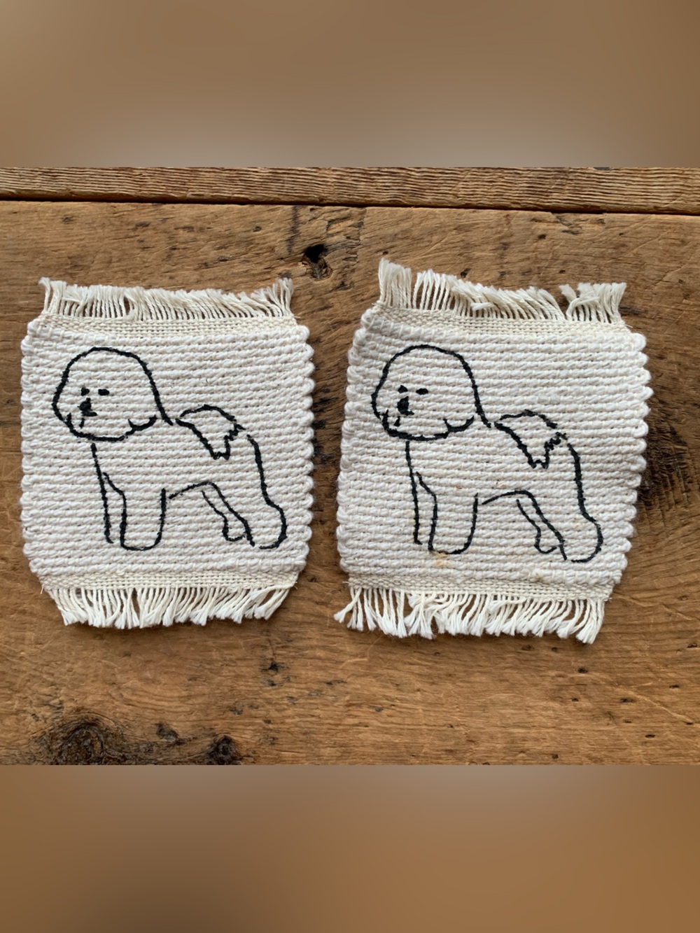 Woven Dog Coasters Bichon Frisé - Set of 2